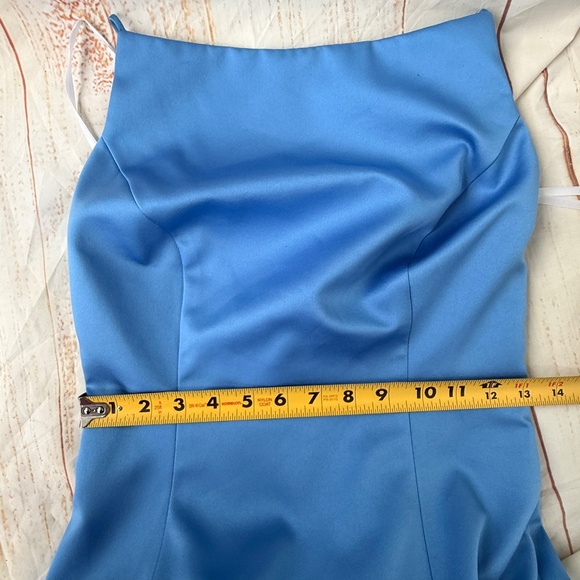 Cache Open Back Satin Gown | Size 4 | Blue | Long Formal Evening Dress - Picture 6 of 10